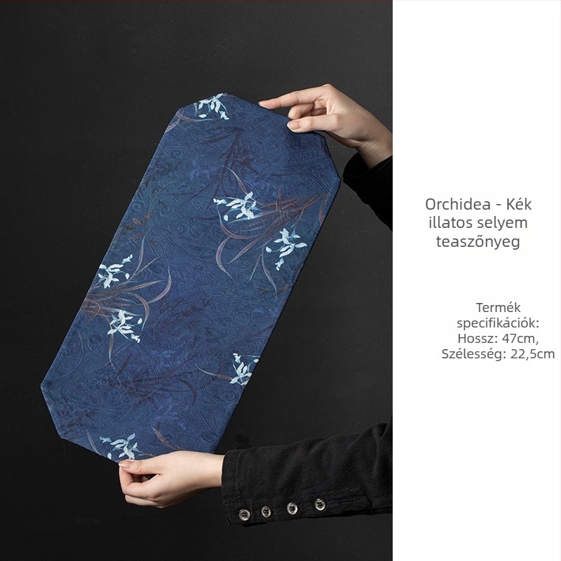 Kétoldalas vastag teafedő alátét, új kínai stílusban, vízálló és csúszásmentes, Zen ihletésű textil hosszú asztalterítő