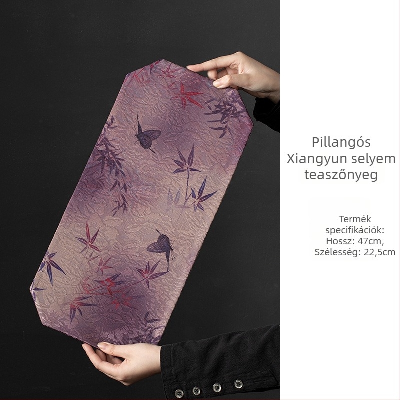 Kétoldalas vastag teafedő alátét, új kínai stílusban, vízálló és csúszásmentes, Zen ihletésű textil hosszú asztalterítő