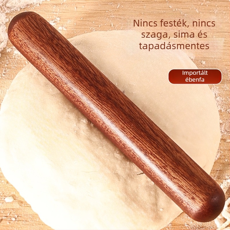 ebenfa nyújtófa, tömörfa, háztartási használatra, gömbfejű tésztanyújtó