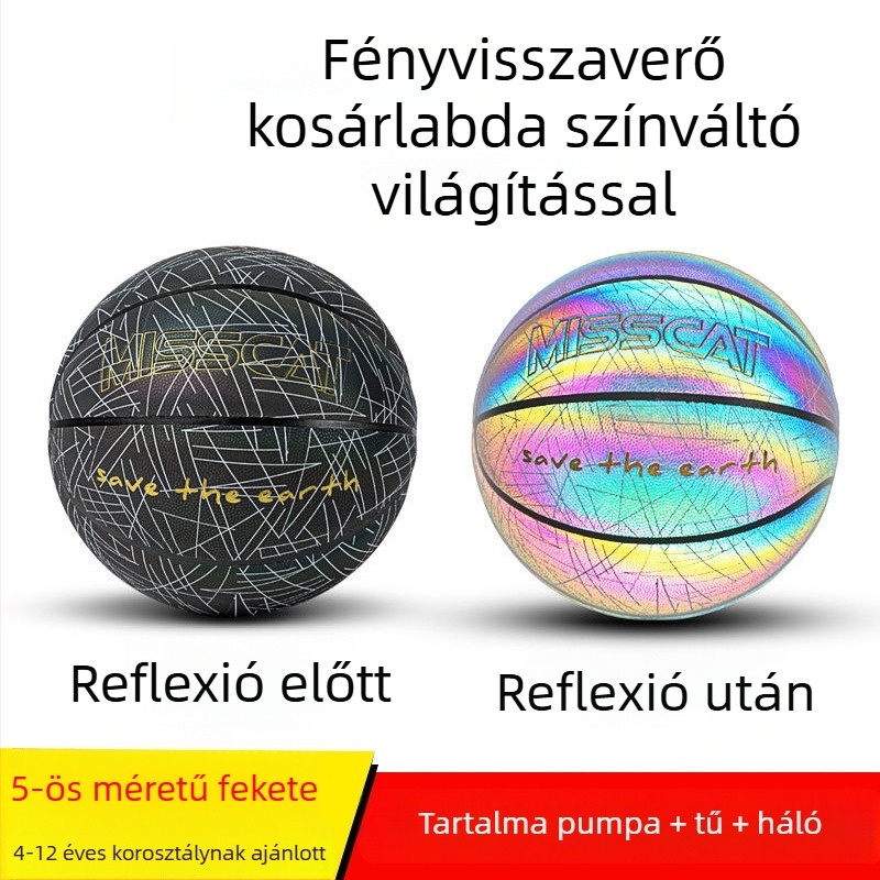 5-ös méretű gyermekeknek készült fényvisszaverő edzőkosárlabda óvodában – PU nedvszívó puha bőr, egyedi gravírozás