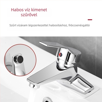 Teljesen rézből készült mosdócsap, meleg és hideg vízzel, modern minimalista fürdőszoba
