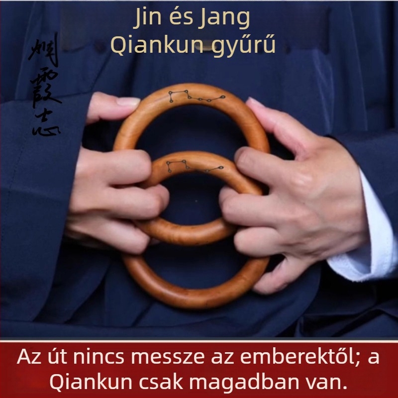 Jujube fa Qiankun Circle Yin-Yang gyűrű medállal és karkötővel – taoista rituális eszköz