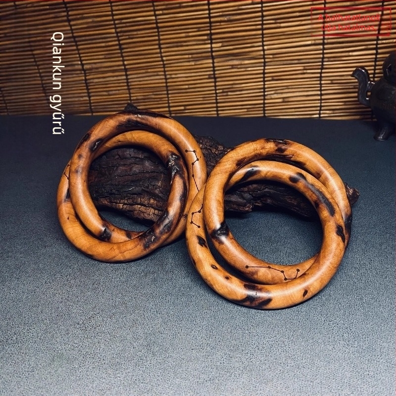 Jujube fa Qiankun Circle Yin-Yang gyűrű medállal és karkötővel – taoista rituális eszköz