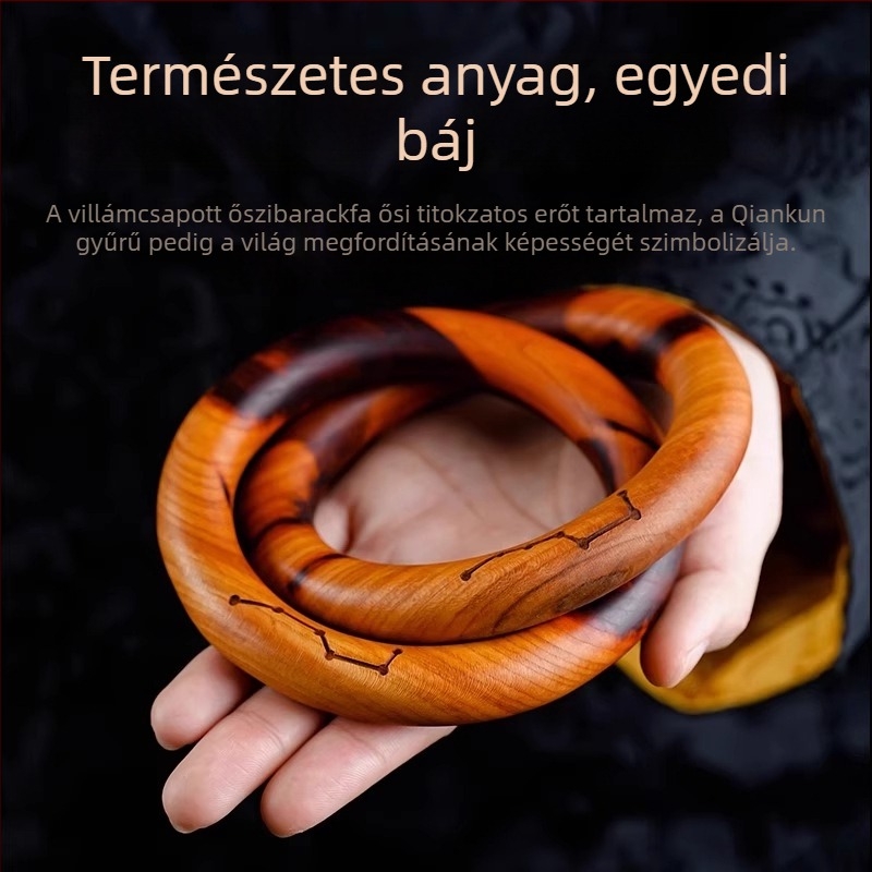 Jujube fa Qiankun Circle Yin-Yang gyűrű medállal és karkötővel – taoista rituális eszköz