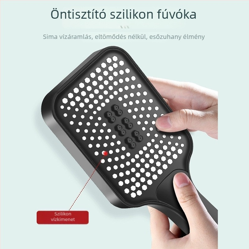 Négyzet alakú nyomásos zuhanyfej nagy vízáteresztő nyílásokkal – nagy átfolyás, egykezes permet, ABS, modern dizájn