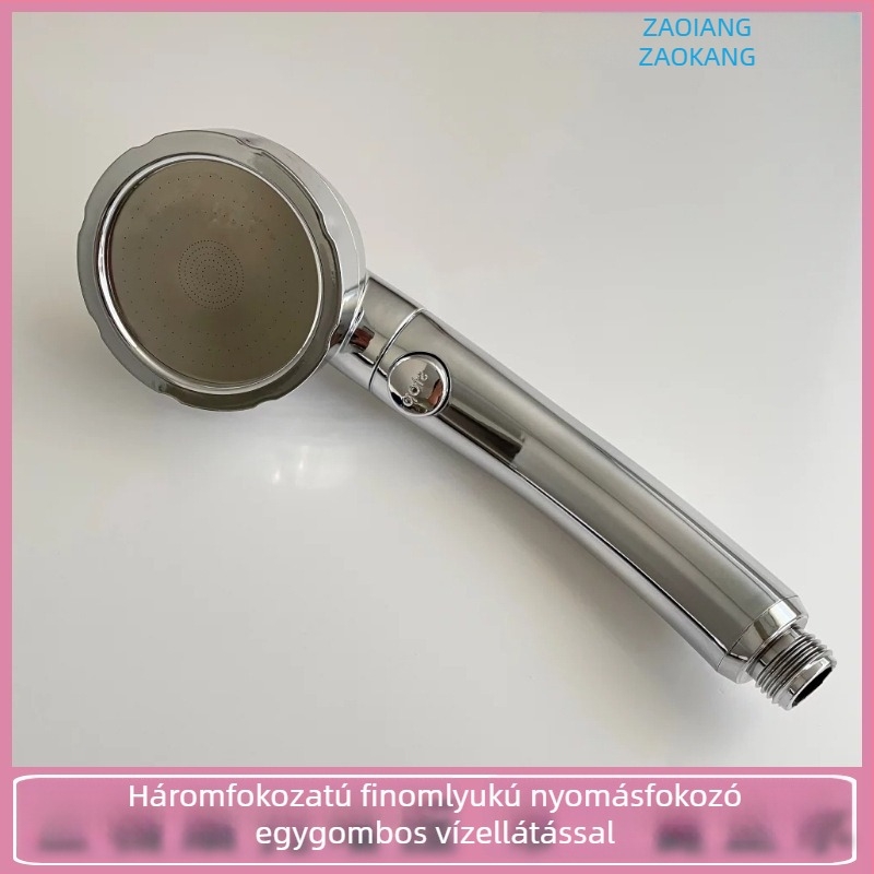 Zaokang nyomásos kézi zuhanyfej, finom nyílásokkal, keskeny derék design, 304 rozsdamentes acél szűrő
