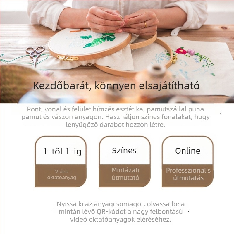 DIY hímzőkészlet kezdőknek — európai stílusú növényes textil 3D hímzés