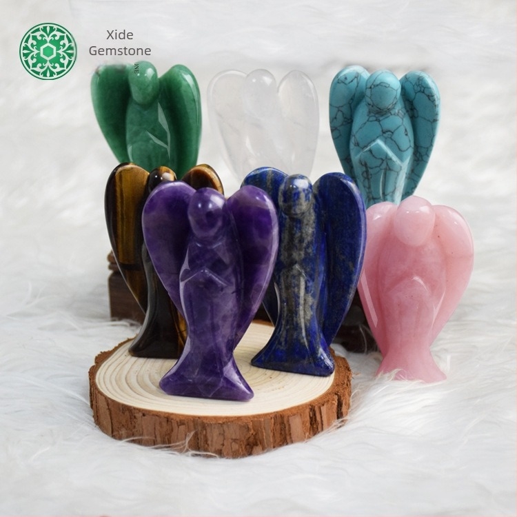 3 hüvelykes angyalkristály medál jade faragással, féldrágakő dekoráció otthonra, feng shui.