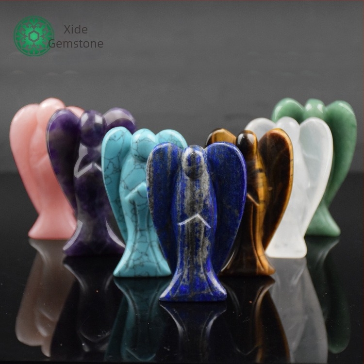 3 hüvelykes angyalkristály medál jade faragással, féldrágakő dekoráció otthonra, feng shui.