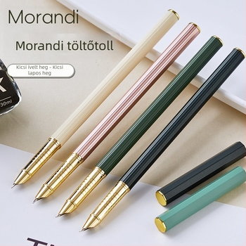 Morandi töltőtoll, 0,38 mm tollheggyel, fém testtel, hosszú nyéllel, írásgyakorlatra, általános iskolásoknak