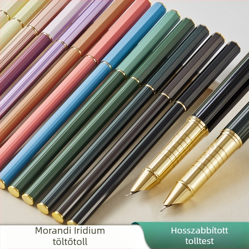 Morandi töltőtoll, 0,38 mm tollheggyel, fém testtel, hosszú nyéllel, írásgyakorlatra, általános iskolásoknak