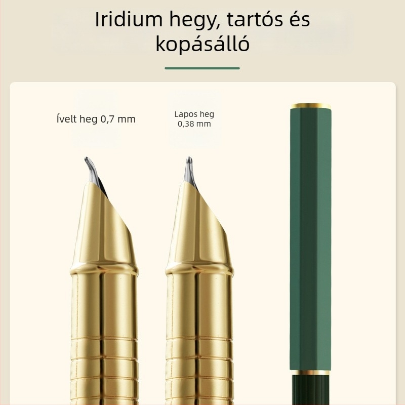 Morandi töltőtoll, 0,38 mm tollheggyel, fém testtel, hosszú nyéllel, írásgyakorlatra, általános iskolásoknak