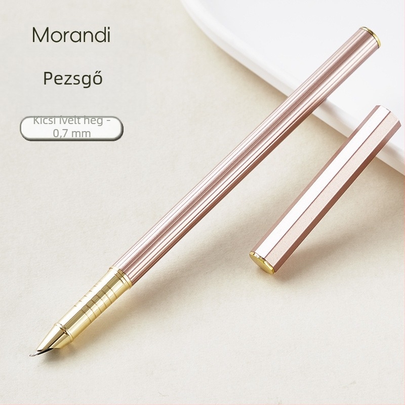 Morandi töltőtoll, 0,38 mm tollheggyel, fém testtel, hosszú nyéllel, írásgyakorlatra, általános iskolásoknak
