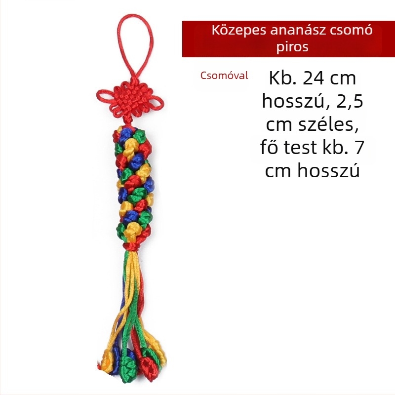 Autófüggő, kézzel készített gyémántcsomó, színes forgócsomó, szerencsés kínai csomó
