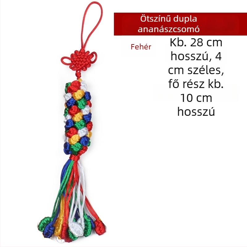 Autófüggő, kézzel készített gyémántcsomó, színes forgócsomó, szerencsés kínai csomó