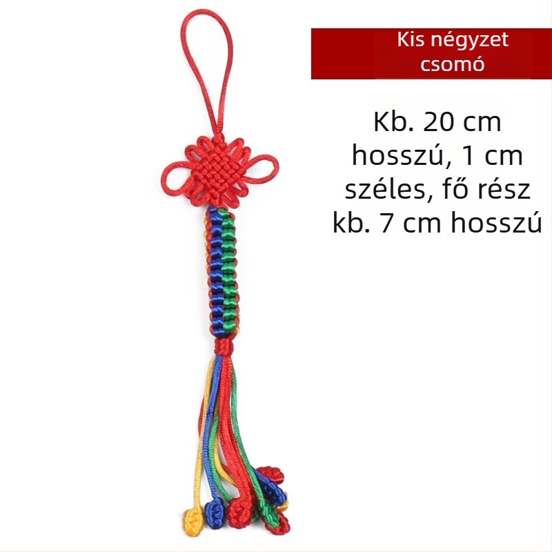 Autófüggő, kézzel készített gyémántcsomó, színes forgócsomó, szerencsés kínai csomó