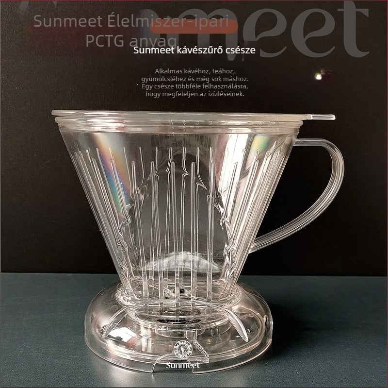 V60 típusú szűrőpohár kapcsolóval, papír szűrő nélkül, tea és kávé készítéséhez