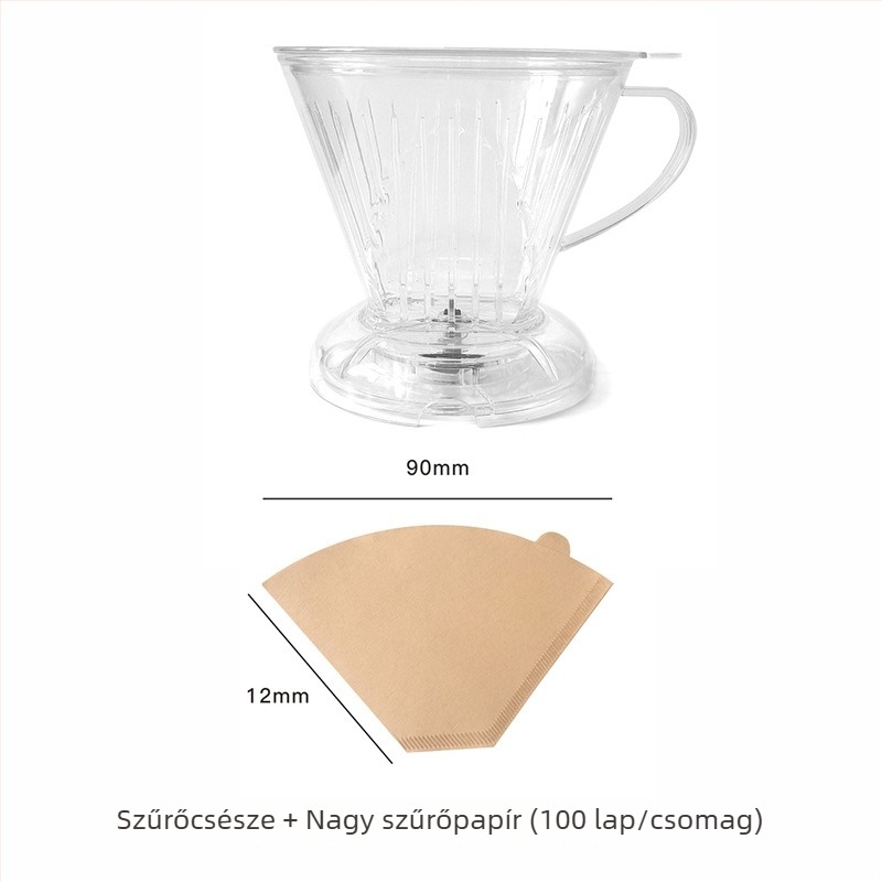 V60 típusú szűrőpohár kapcsolóval, papír szűrő nélkül, tea és kávé készítéséhez