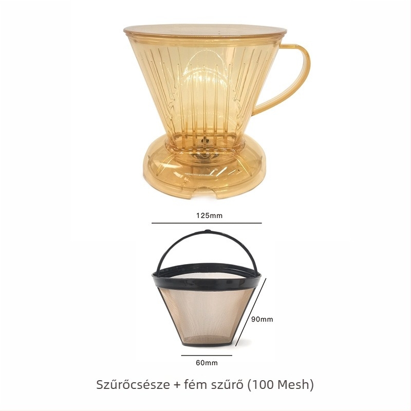 V60 típusú szűrőpohár kapcsolóval, papír szűrő nélkül, tea és kávé készítéséhez