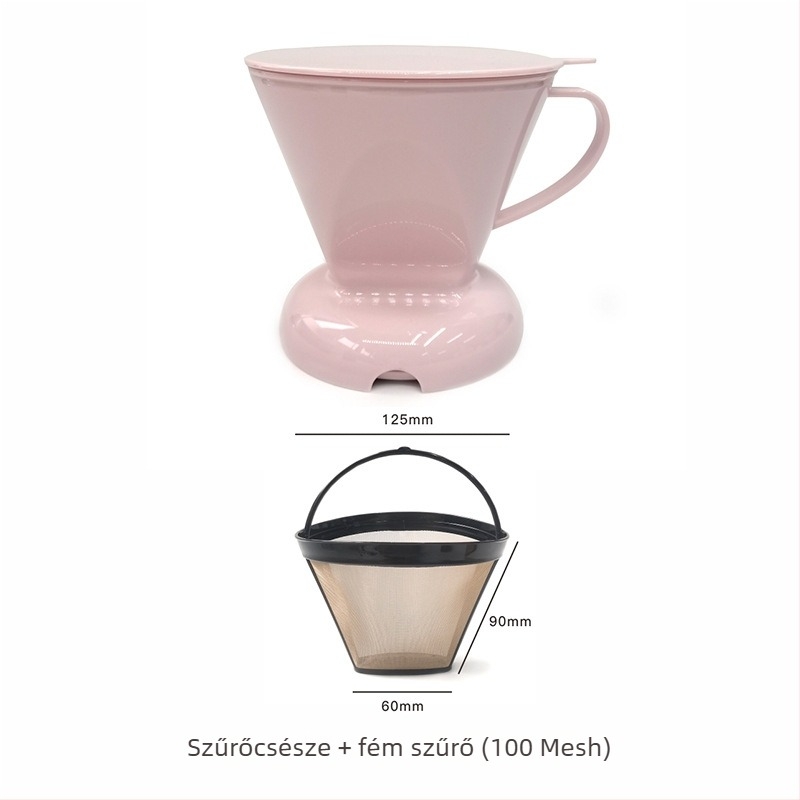 V60 típusú szűrőpohár kapcsolóval, papír szűrő nélkül, tea és kávé készítéséhez