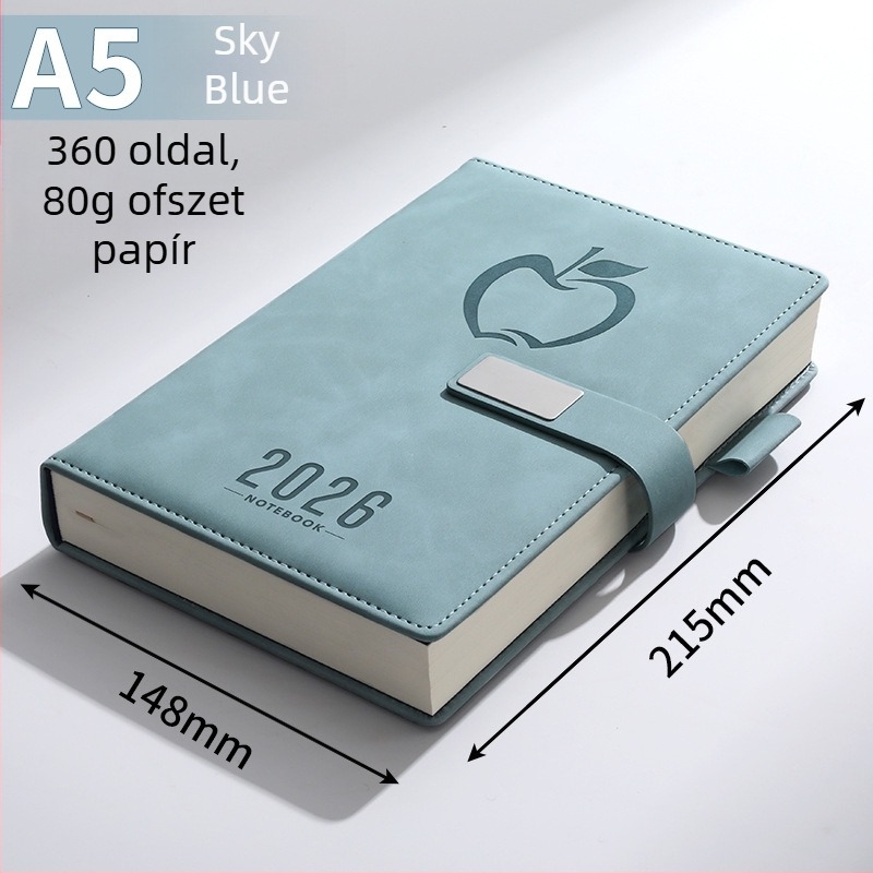 A5 jegyzetfüzet egyedi logóval, vastított fedél, üzleti napló 2025, ultra vastag, letisztult stílus