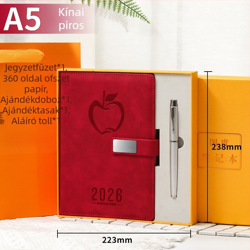 A5 jegyzetfüzet egyedi logóval, vastított fedél, üzleti napló 2025, ultra vastag, letisztult stílus