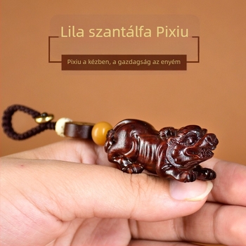 Pixiu fa gravírozott kulcstartó, unisex, kreatív autókulcstartó, dísz a táskán