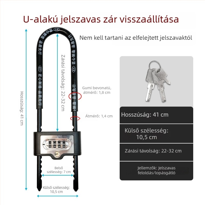 Jelszavas zár üvegajtókhoz – U‑alakú zár, vízálló и rozsdamentes, háztartási zárkészlet