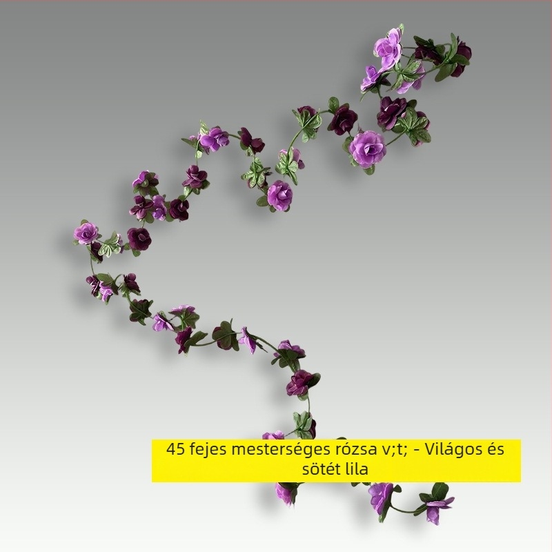 Mesterséges rózsavine 45 virággal, dekoráció falra és a mennyezetre