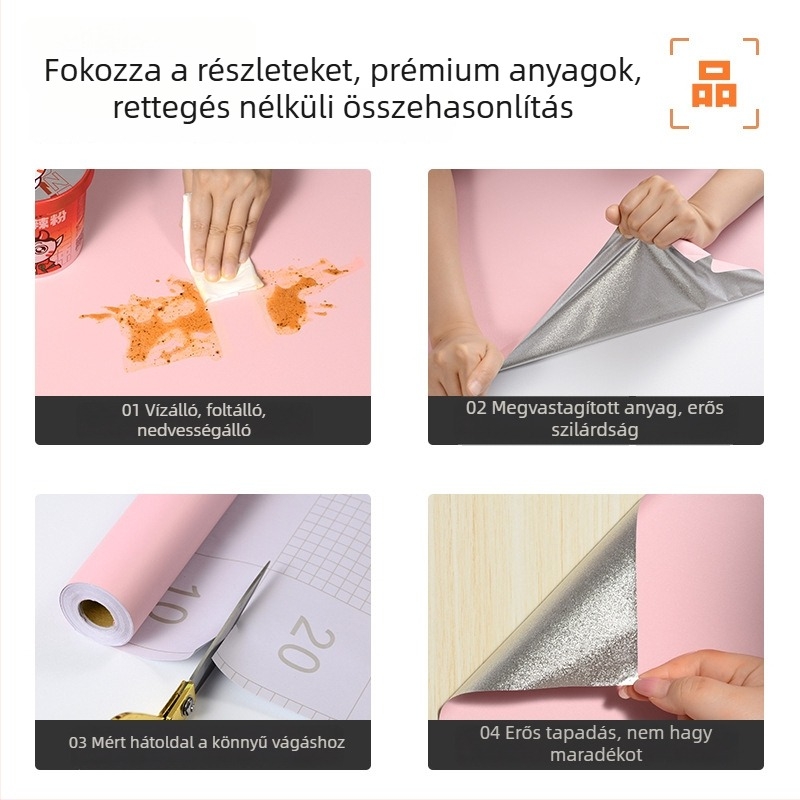 Egyszínű öntapadós falitapéta — vízálló, tartós és környezetbarát; ideális kollégiumi szobákhoz, hálószobákhoz és tanulószobákhoz