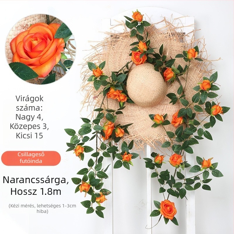 Victoria Rose selyem virág – zöld növény falra akasztható dekoráció a nappaliba és a balkonra