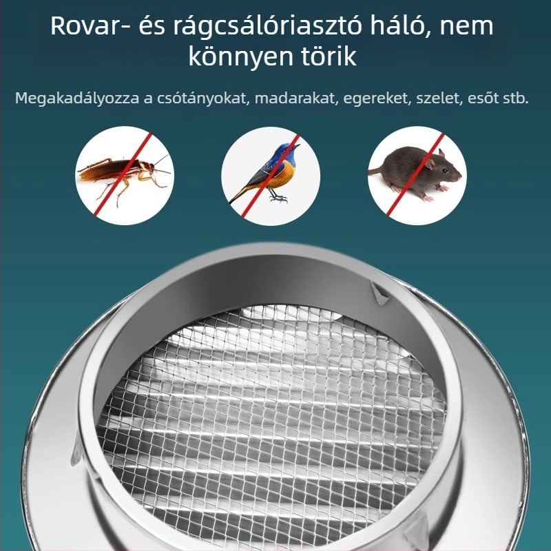 304 rozsdamentes acélból készült külső falra szerelhető szellőző sapka, kifúvónyílás fedél, időjárásálló