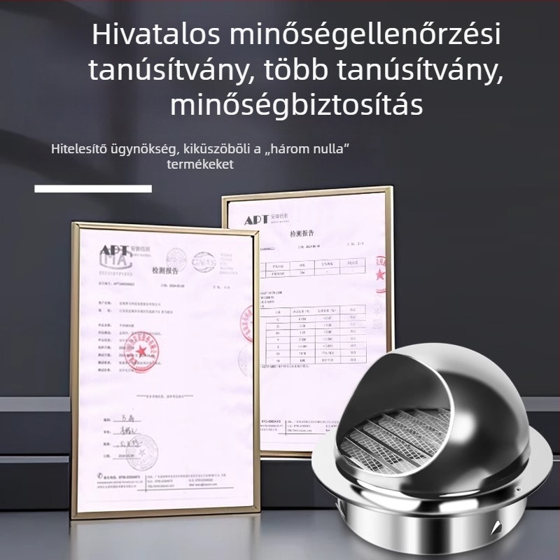 304 rozsdamentes acélból készült külső falra szerelhető szellőző sapka, kifúvónyílás fedél, időjárásálló