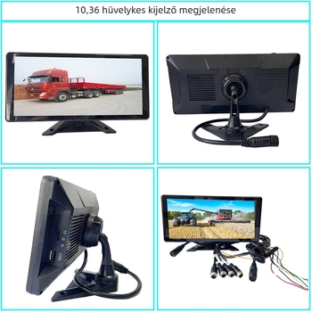 10,36 hüvelykes HD autómonitor hátrameneti kamerával (12V/24V)
