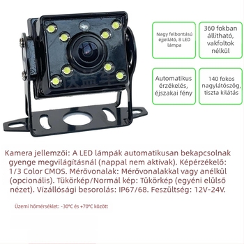 10,36 hüvelykes HD autómonitor hátrameneti kamerával (12V/24V)