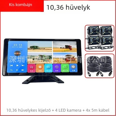 10,36 hüvelykes HD autómonitor hátrameneti kamerával (12V/24V)