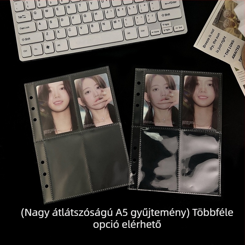 Átlátszó PP lazán kötött fotóalbum oldalak, 6 lyukas, A4–A7 méret, 3, 5 és 7 hüvelykes kártyákhoz