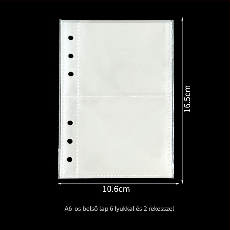 Átlátszó PP lazán kötött fotóalbum oldalak, 6 lyukas, A4–A7 méret, 3, 5 és 7 hüvelykes kártyákhoz