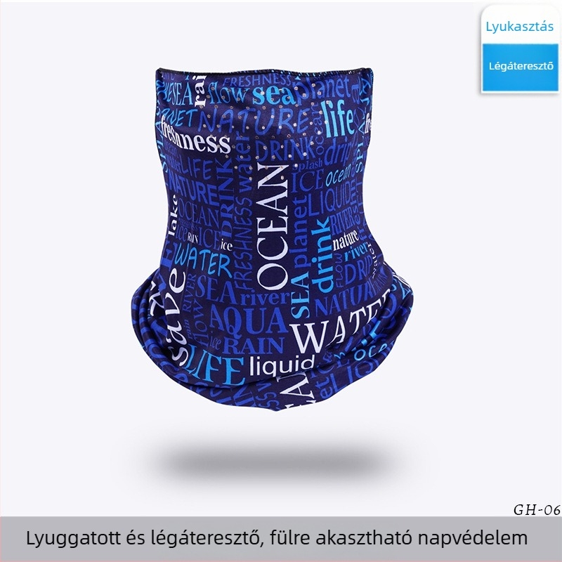 Szabadban kerékpározáshoz UV-védő Ice Silk maszk orr-légzőnyílással, fülkötőkkel, lélegző nyakvédő, uniszex