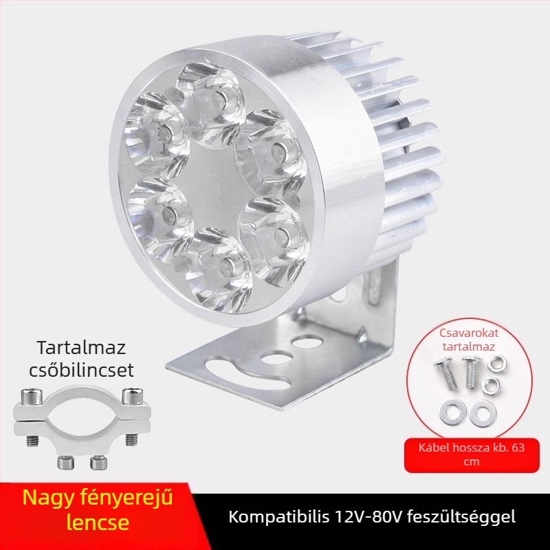 Külső ultra‑fényes LED első lámpa elektromos kerékpárokhoz és háromkerekű elektromos járművekhez, 12V éjszakai vezetéshez