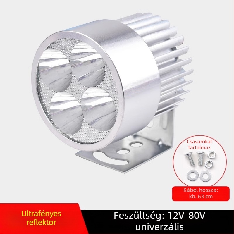 Külső ultra‑fényes LED első lámpa elektromos kerékpárokhoz és háromkerekű elektromos járművekhez, 12V éjszakai vezetéshez
