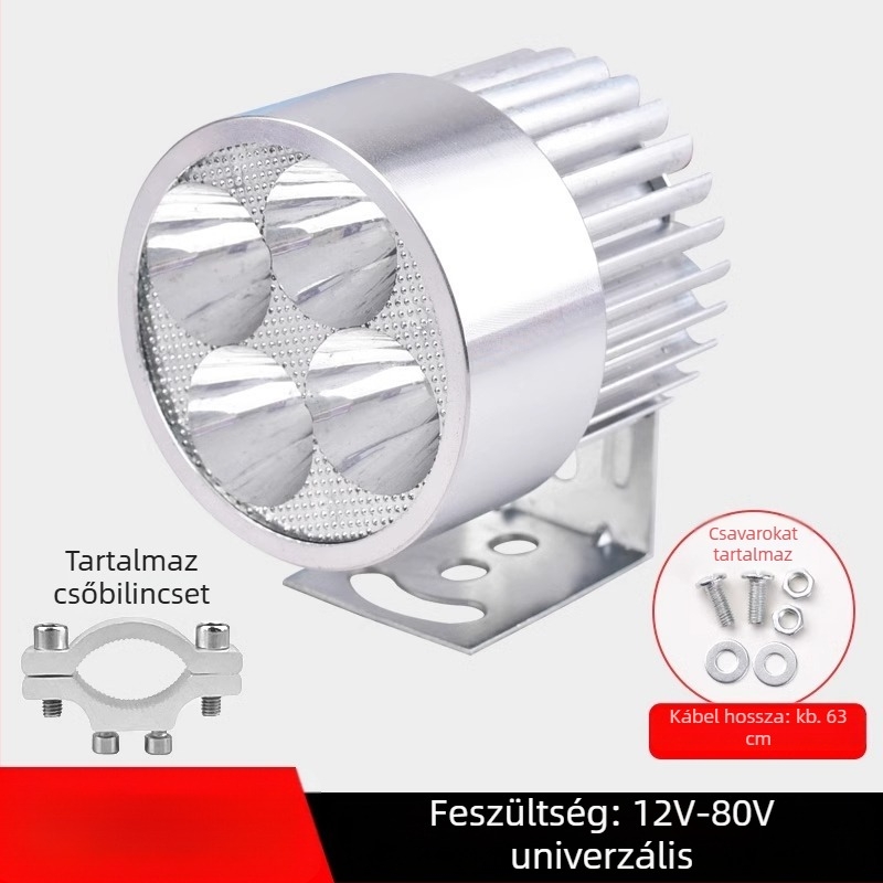 Külső ultra‑fényes LED első lámpa elektromos kerékpárokhoz és háromkerekű elektromos járművekhez, 12V éjszakai vezetéshez