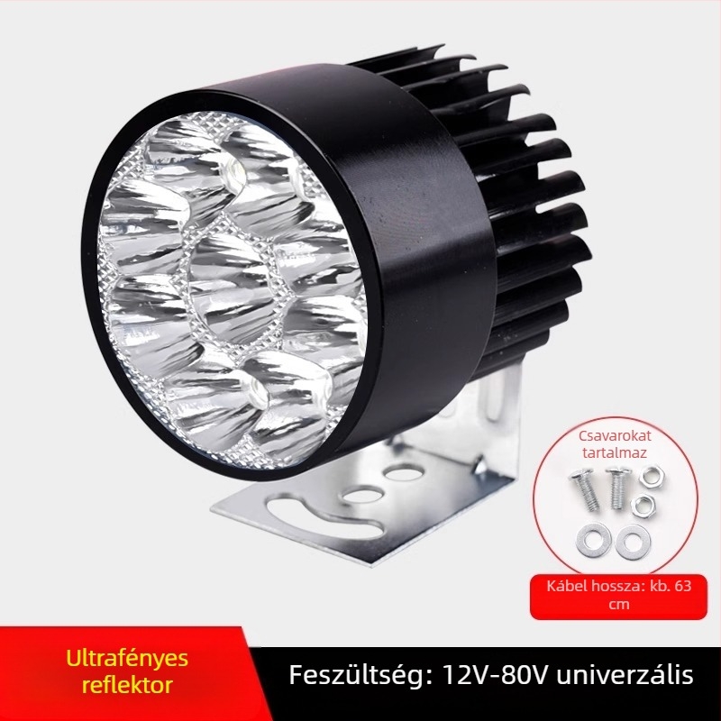 Külső ultra‑fényes LED első lámpa elektromos kerékpárokhoz és háromkerekű elektromos járművekhez, 12V éjszakai vezetéshez