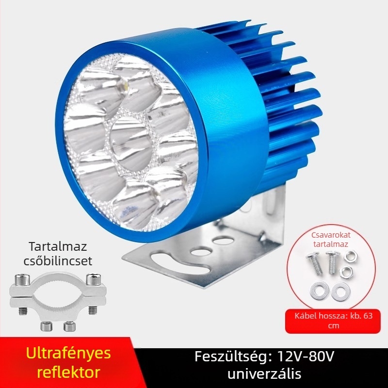 Külső ultra‑fényes LED első lámpa elektromos kerékpárokhoz és háromkerekű elektromos járművekhez, 12V éjszakai vezetéshez