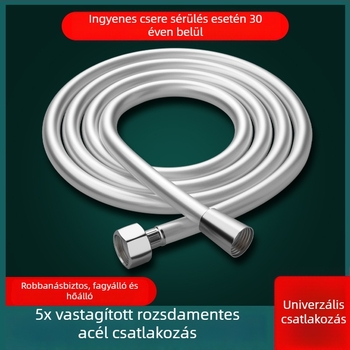 PVC zuhanytömlő, rugalmas fürdővíz-vezeték, sárgaréz csatlakozóval