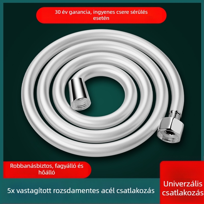 PVC zuhanytömlő, rugalmas fürdővíz-vezeték, sárgaréz csatlakozóval