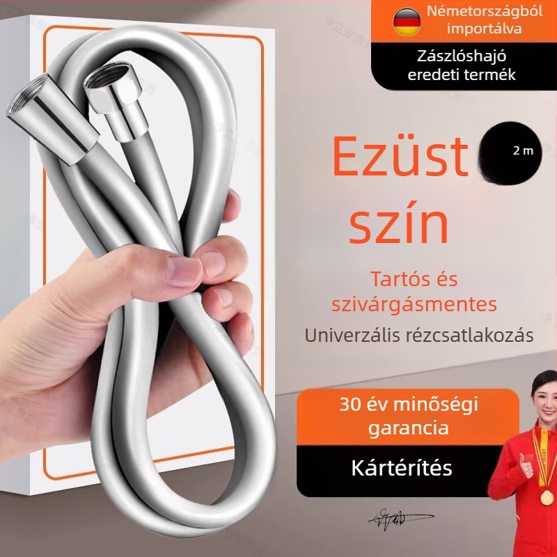 PVC zuhanytömlő, rugalmas fürdővíz-vezeték, sárgaréz csatlakozóval