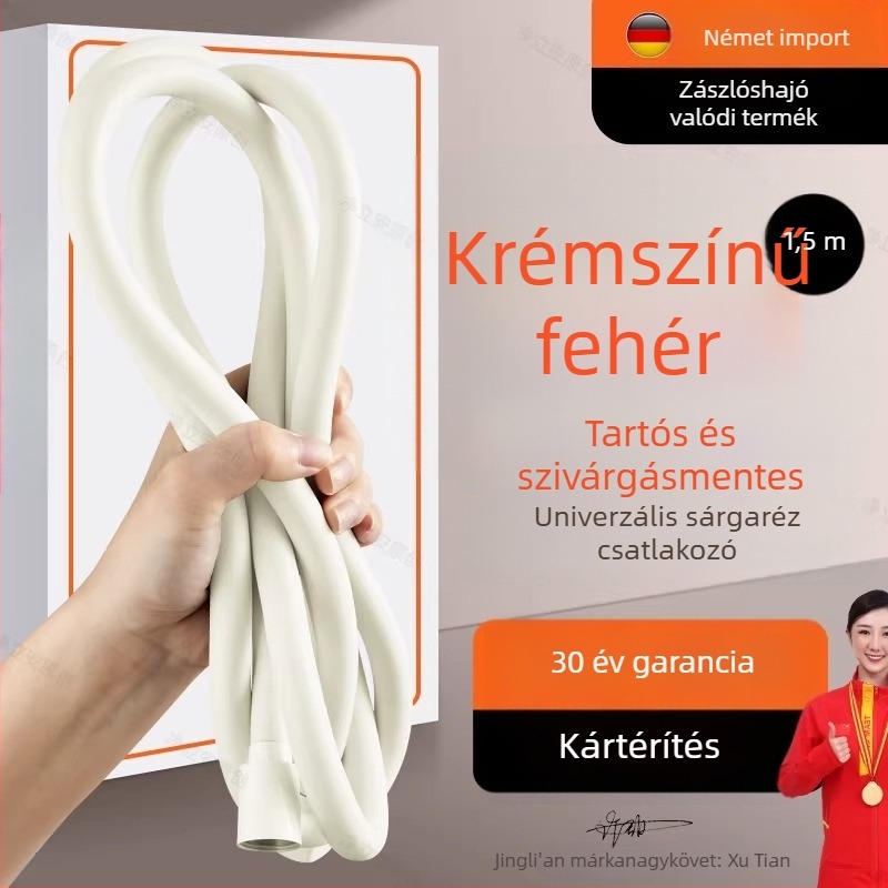 PVC zuhanytömlő, rugalmas fürdővíz-vezeték, sárgaréz csatlakozóval