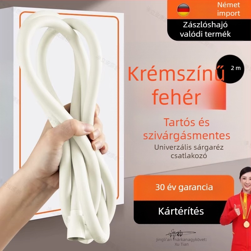 PVC zuhanytömlő, rugalmas fürdővíz-vezeték, sárgaréz csatlakozóval