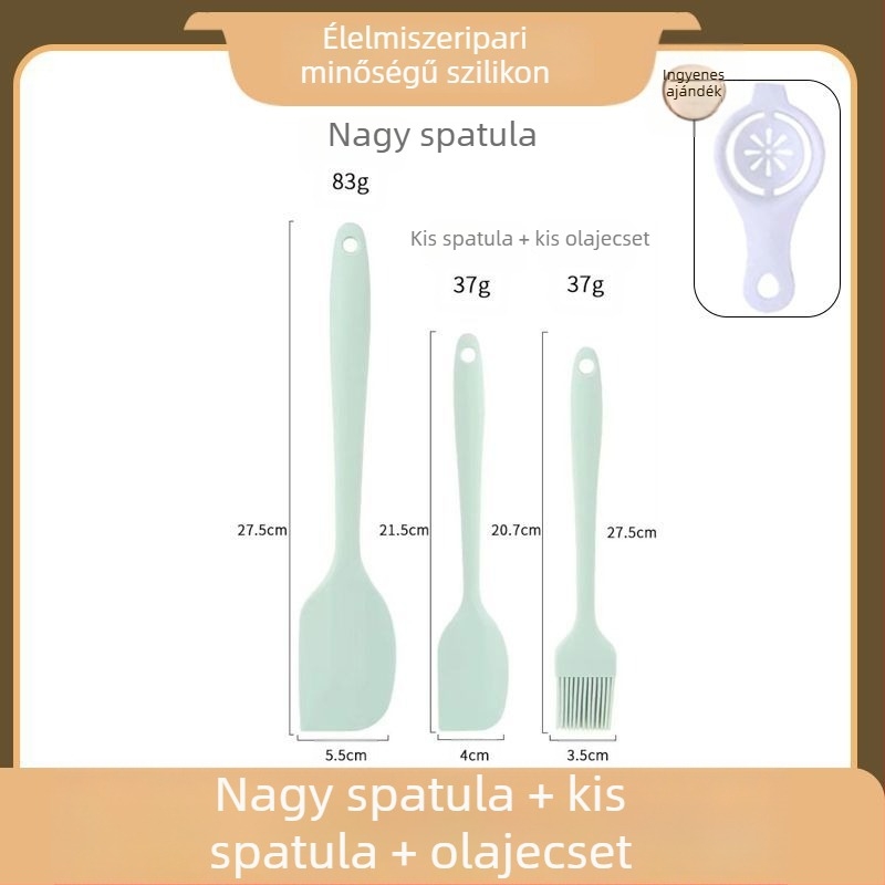 7 darabos élelmiszer-minőségű szilikon sütőeszközök készlet, hőálló spatula, kikenő ecset, tojásverő, élelmiszer-klipsz, lapát
